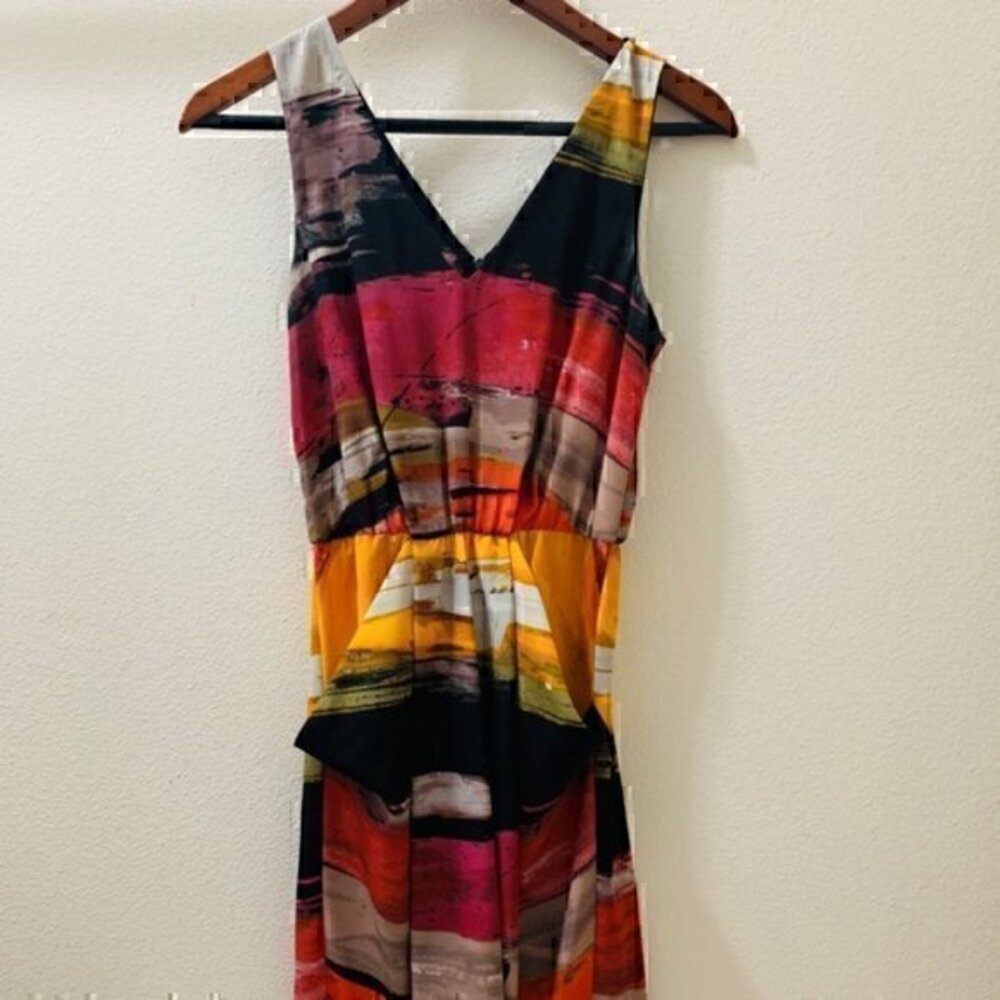 Rachel Roy V-Neck Watercolor Mini Dress